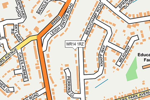 WR14 1RZ map - OS OpenMap – Local (Ordnance Survey)