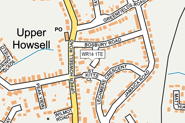 WR14 1TE map - OS OpenMap – Local (Ordnance Survey)