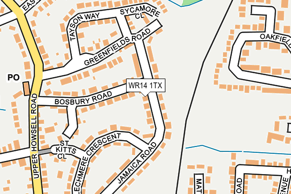 WR14 1TX map - OS OpenMap – Local (Ordnance Survey)