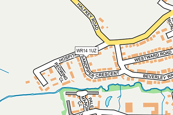 WR14 1UZ map - OS OpenMap – Local (Ordnance Survey)