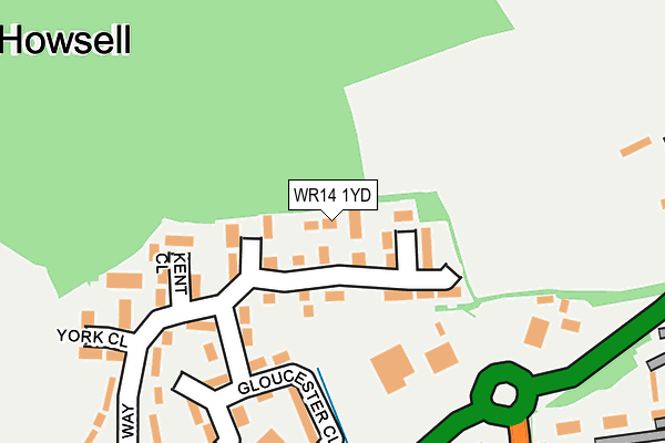 WR14 1YD map - OS OpenMap – Local (Ordnance Survey)