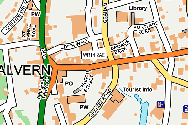WR14 2AE map - OS OpenMap – Local (Ordnance Survey)