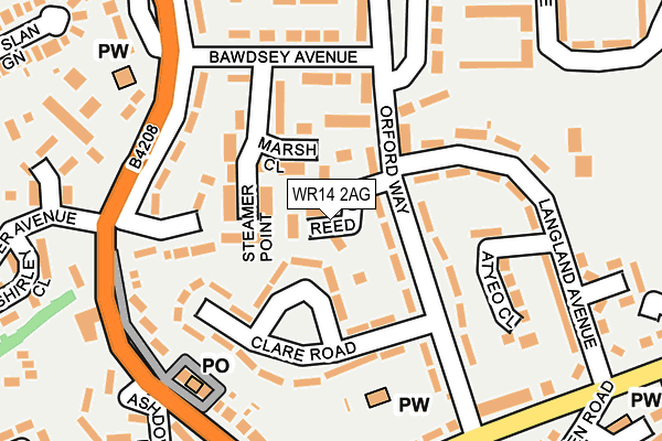 WR14 2AG map - OS OpenMap – Local (Ordnance Survey)