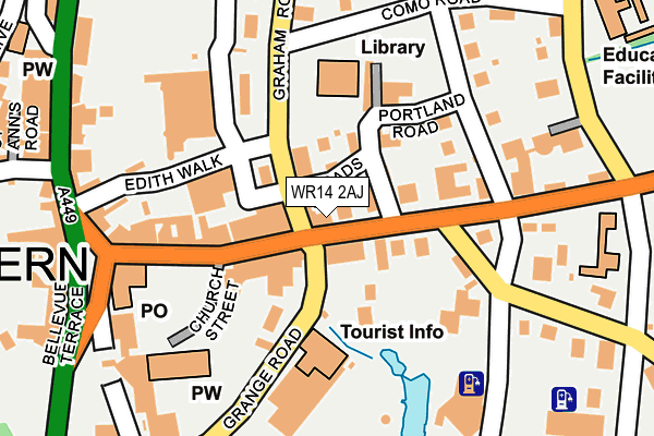 WR14 2AJ map - OS OpenMap – Local (Ordnance Survey)