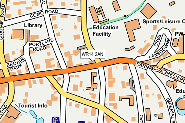WR14 2AN map - OS OpenMap – Local (Ordnance Survey)