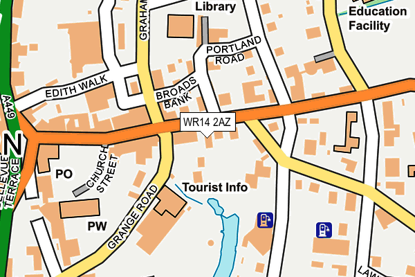 WR14 2AZ map - OS OpenMap – Local (Ordnance Survey)