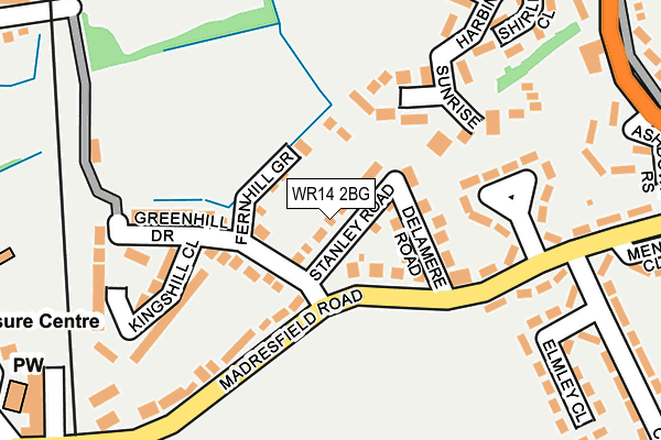 WR14 2BG map - OS OpenMap – Local (Ordnance Survey)