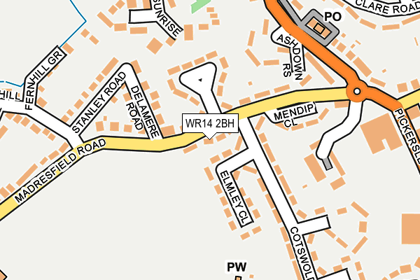 WR14 2BH map - OS OpenMap – Local (Ordnance Survey)