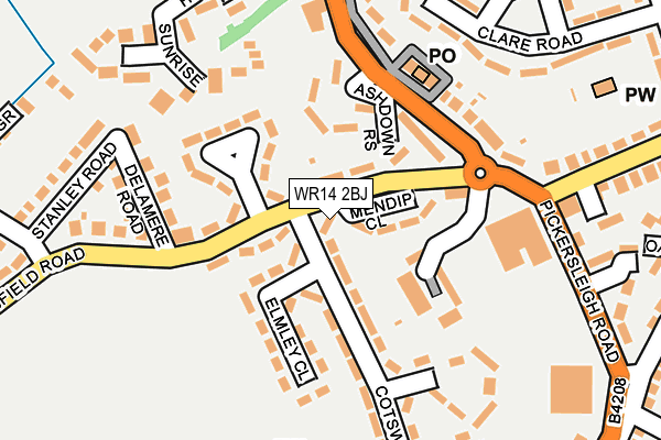 WR14 2BJ map - OS OpenMap – Local (Ordnance Survey)