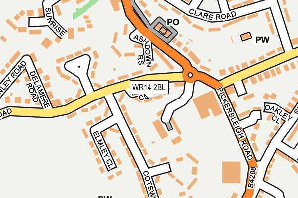 WR14 2BL map - OS OpenMap – Local (Ordnance Survey)