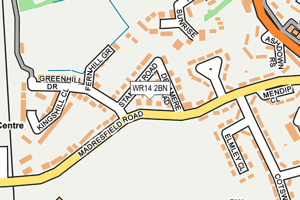 WR14 2BN map - OS OpenMap – Local (Ordnance Survey)