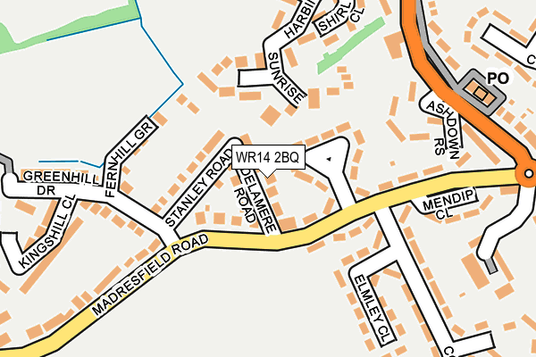 WR14 2BQ map - OS OpenMap – Local (Ordnance Survey)