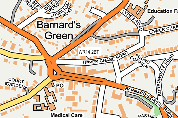 WR14 2BT map - OS OpenMap – Local (Ordnance Survey)