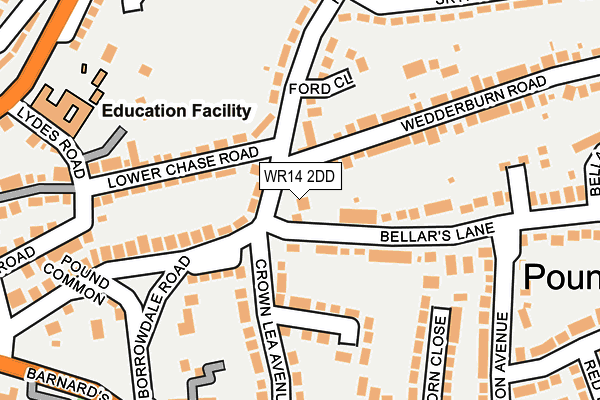 WR14 2DD map - OS OpenMap – Local (Ordnance Survey)