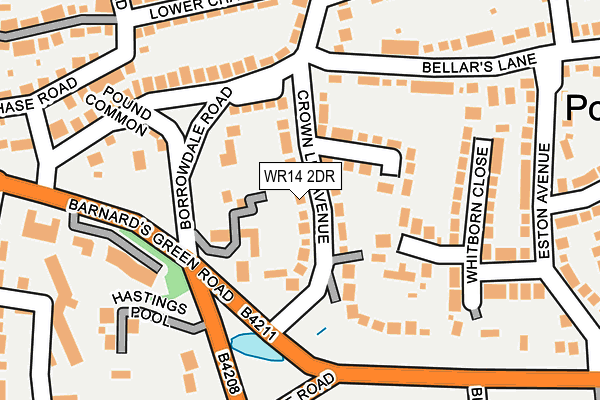 WR14 2DR map - OS OpenMap – Local (Ordnance Survey)