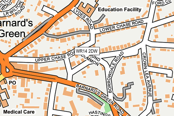 WR14 2DW map - OS OpenMap – Local (Ordnance Survey)