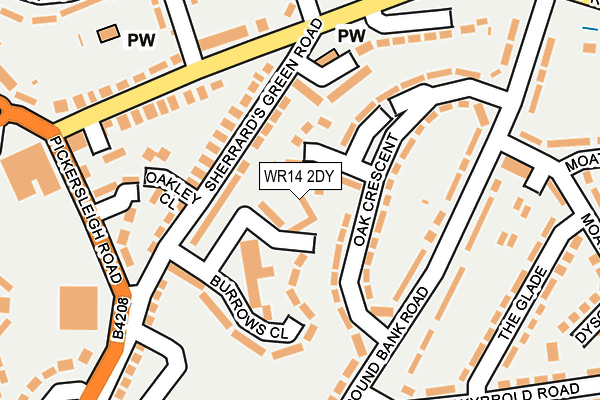 WR14 2DY map - OS OpenMap – Local (Ordnance Survey)