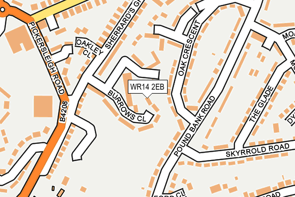 WR14 2EB map - OS OpenMap – Local (Ordnance Survey)