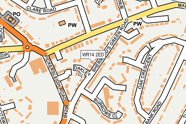 WR14 2ED map - OS OpenMap – Local (Ordnance Survey)