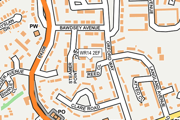 WR14 2EF map - OS OpenMap – Local (Ordnance Survey)