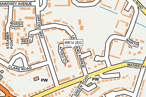 WR14 2EG map - OS OpenMap – Local (Ordnance Survey)