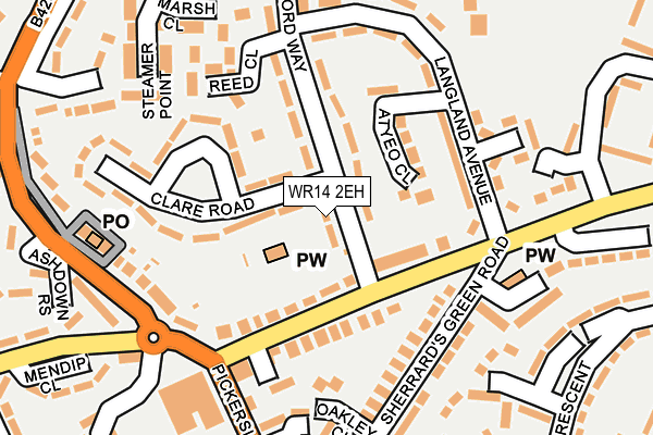 WR14 2EH map - OS OpenMap – Local (Ordnance Survey)