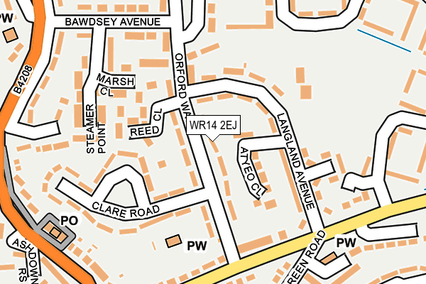 WR14 2EJ map - OS OpenMap – Local (Ordnance Survey)