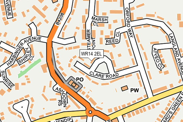 WR14 2EL map - OS OpenMap – Local (Ordnance Survey)
