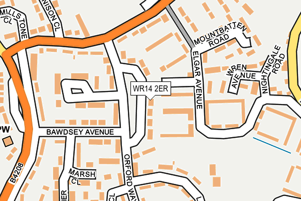 WR14 2ER map - OS OpenMap – Local (Ordnance Survey)