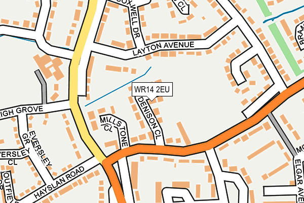 WR14 2EU map - OS OpenMap – Local (Ordnance Survey)