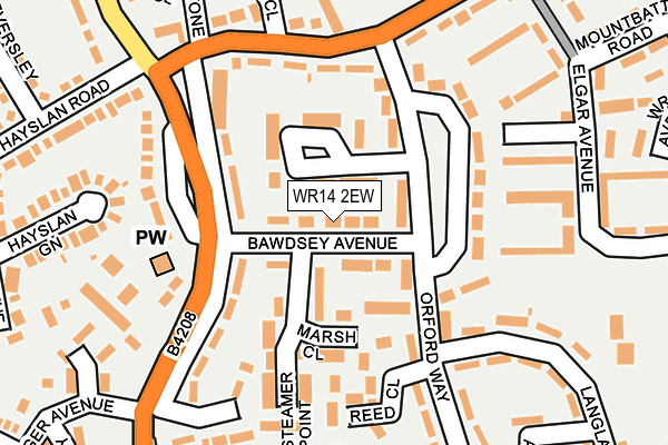 WR14 2EW map - OS OpenMap – Local (Ordnance Survey)