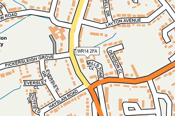 WR14 2FA map - OS OpenMap – Local (Ordnance Survey)