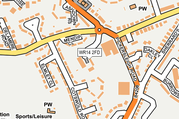 WR14 2FD map - OS OpenMap – Local (Ordnance Survey)