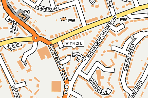WR14 2FE map - OS OpenMap – Local (Ordnance Survey)