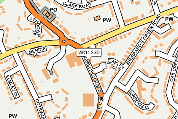 WR14 2GD map - OS OpenMap – Local (Ordnance Survey)