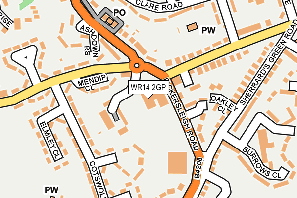 WR14 2GP map - OS OpenMap – Local (Ordnance Survey)