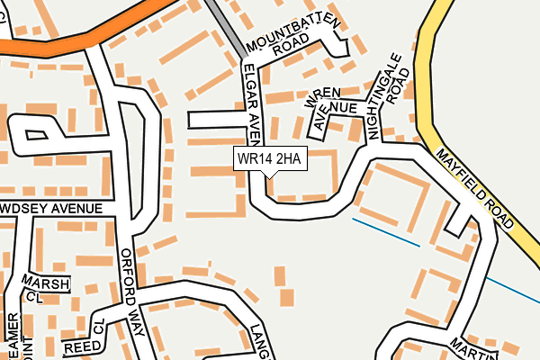 WR14 2HA map - OS OpenMap – Local (Ordnance Survey)