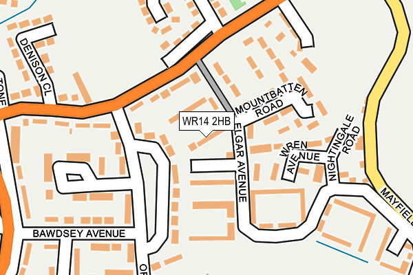 WR14 2HB map - OS OpenMap – Local (Ordnance Survey)