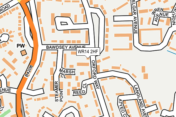 WR14 2HF map - OS OpenMap – Local (Ordnance Survey)