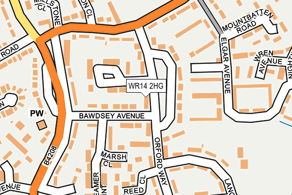 WR14 2HG map - OS OpenMap – Local (Ordnance Survey)