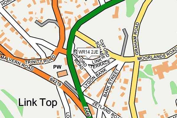 WR14 2JE map - OS OpenMap – Local (Ordnance Survey)