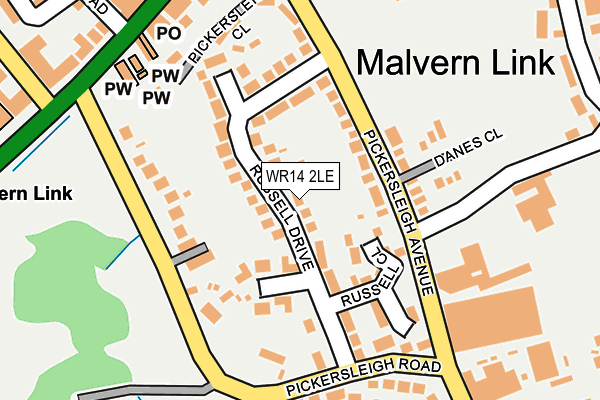 WR14 2LE map - OS OpenMap – Local (Ordnance Survey)