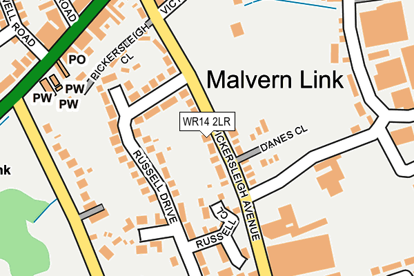 WR14 2LR map - OS OpenMap – Local (Ordnance Survey)