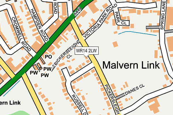 WR14 2LW map - OS OpenMap – Local (Ordnance Survey)