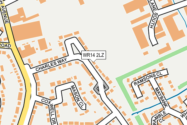 WR14 2LZ map - OS OpenMap – Local (Ordnance Survey)
