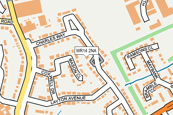 WR14 2NA map - OS OpenMap – Local (Ordnance Survey)