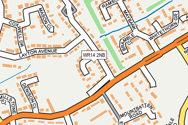 WR14 2NB map - OS OpenMap – Local (Ordnance Survey)