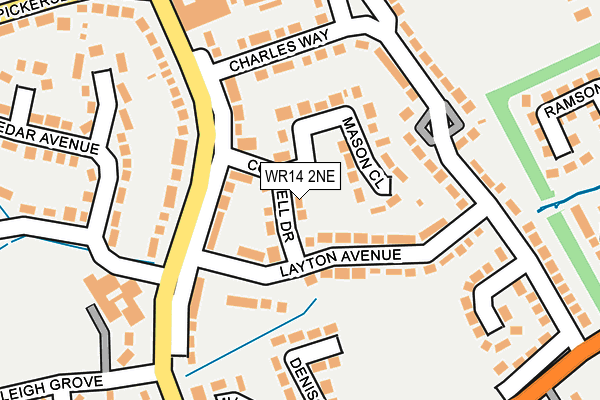 WR14 2NE map - OS OpenMap – Local (Ordnance Survey)