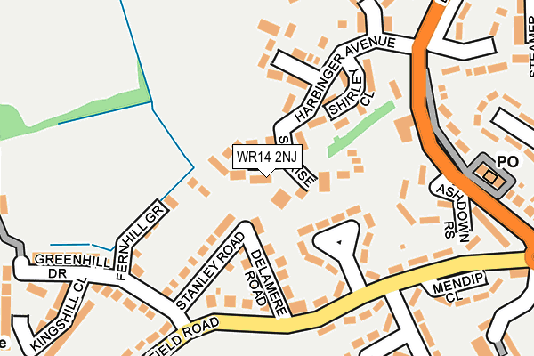 WR14 2NJ map - OS OpenMap – Local (Ordnance Survey)