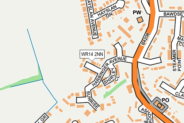 WR14 2NN map - OS OpenMap – Local (Ordnance Survey)